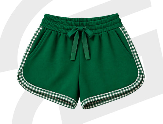 Gingham Green Fleece Shorts - ETA November