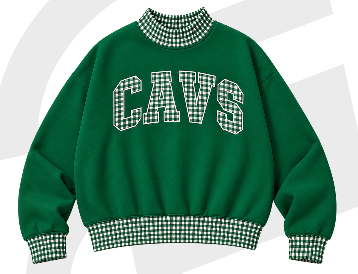 Cavs Gingham Mock-Neck Sweatshirt - ETA November