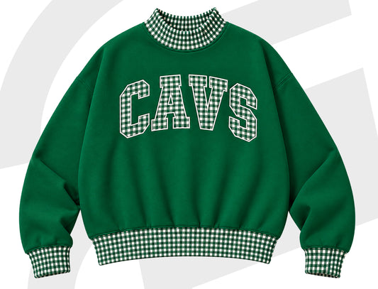 Cavs Gingham Mock-Neck Sweatshirt - ETA November