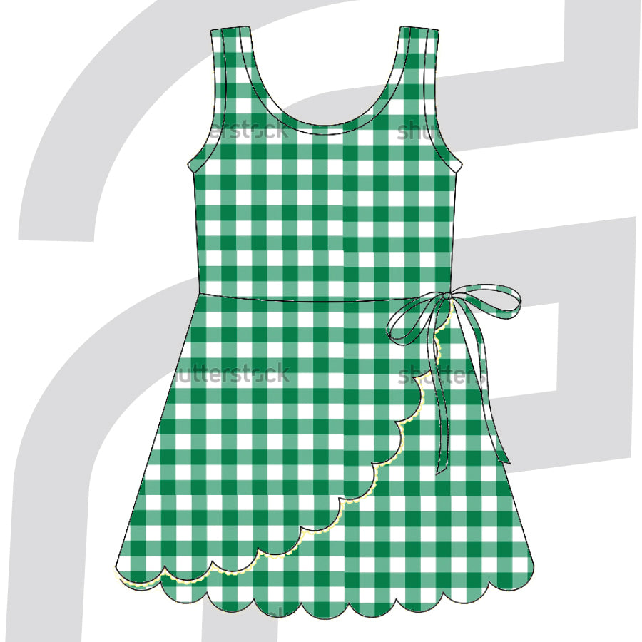 Green Gingham Girls Active Dress