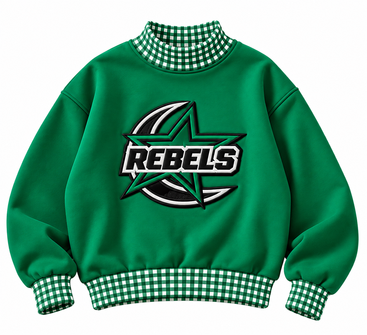 Rebels Gingham Mock-Neck Sweatshirt Only - ETA December