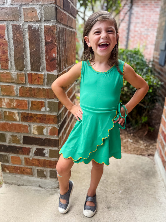 Green & Gold Girls Active Dress - ETA September