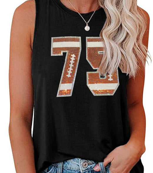 Football Custom Sequin Loose Fit Tank