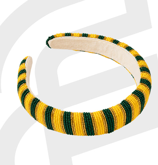 Green & Gold Beaded Headband