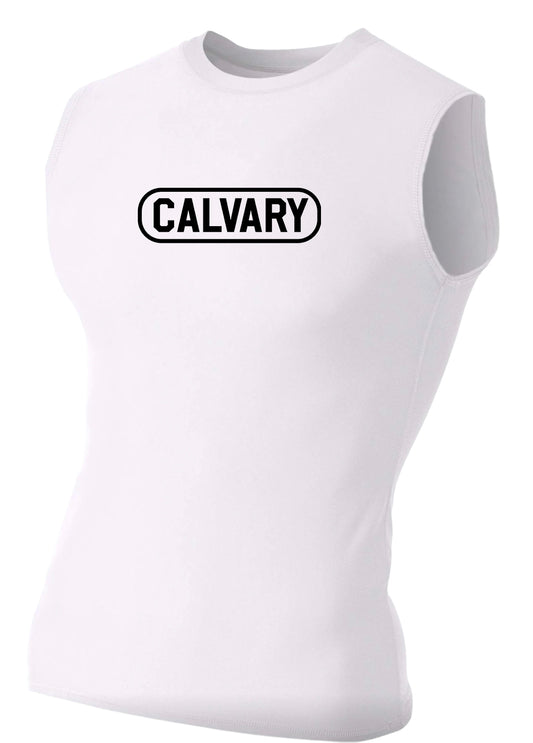 White Compression Sleeveless Performance Shirt