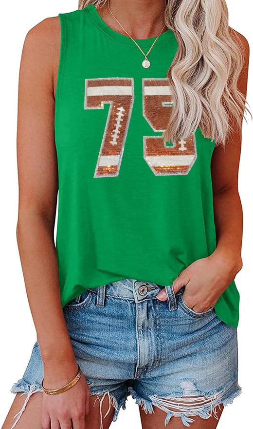 Football Custom Sequin Loose Fit Tank