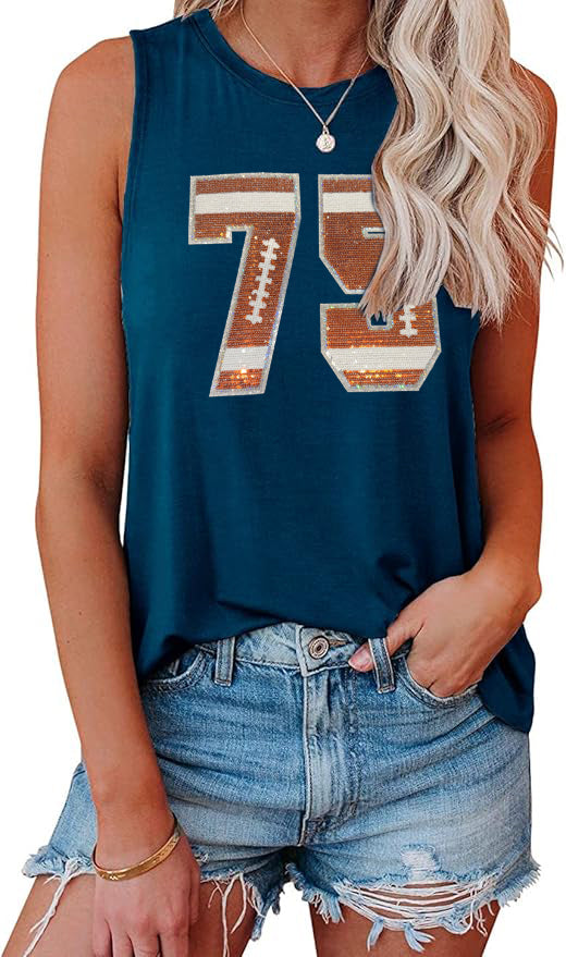 Football Custom Sequin Loose Fit Tank