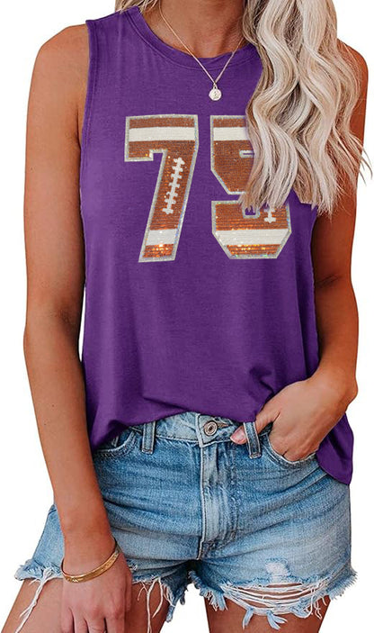 Football Custom Sequin Loose Fit Tank