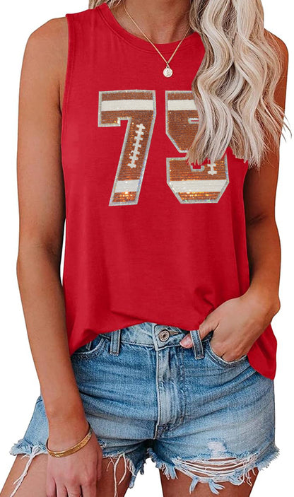 Football Custom Sequin Loose Fit Tank