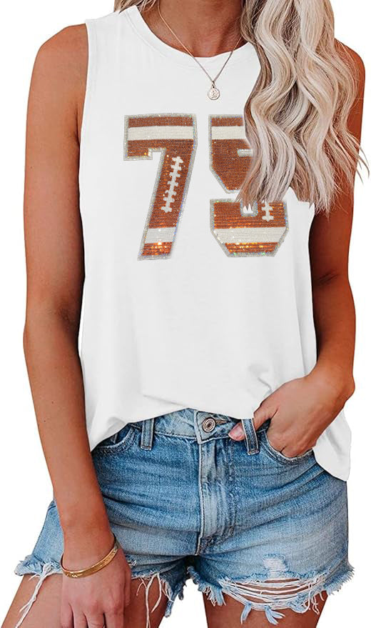 Football Custom Sequin Loose Fit Tank